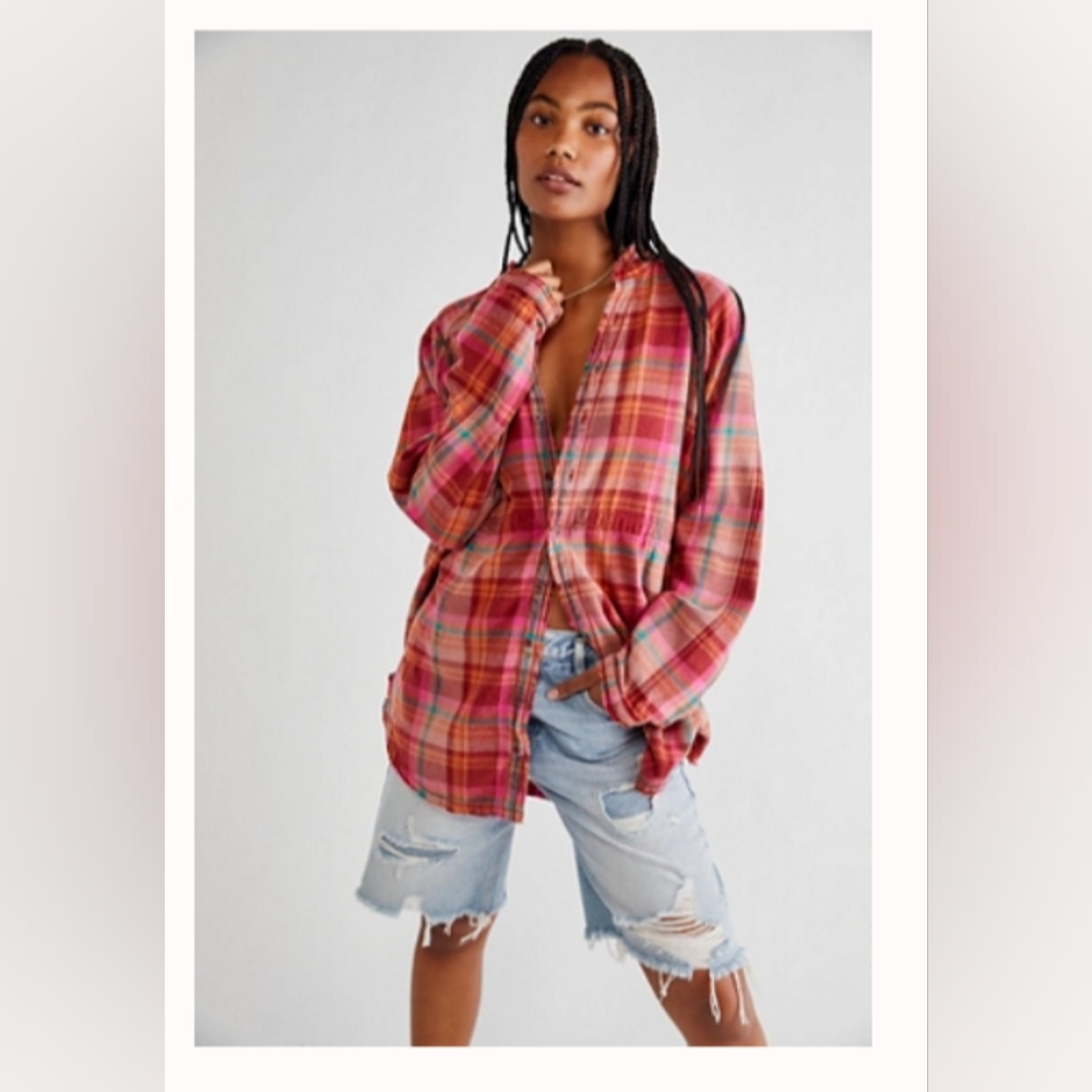 We the Free Summer Plaid Buttondown XS